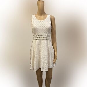 Free People White Floral Design Mini Dress Sz 6